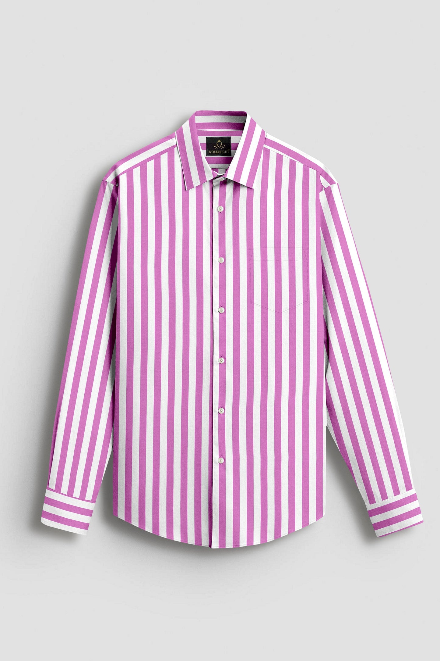 Phlox Pink and White Awning Stripes Cotton Shirt