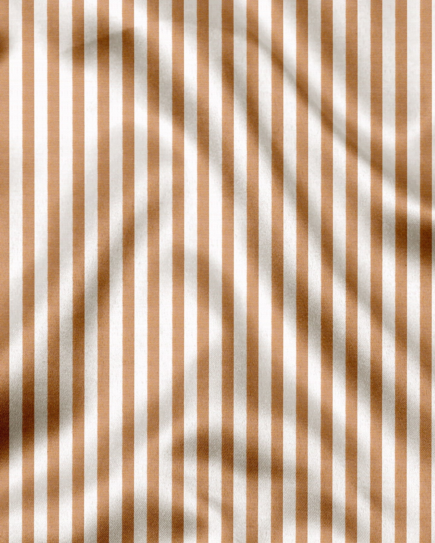 Wheat Brown and Milk White Stripes Oxford Structured Cotton Shirt