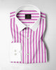 Phlox Pink and White Awning Stripes Designer Cotton Shirt