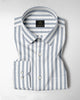 Lunar Gray and White Awning Stripes Cotton Shirt