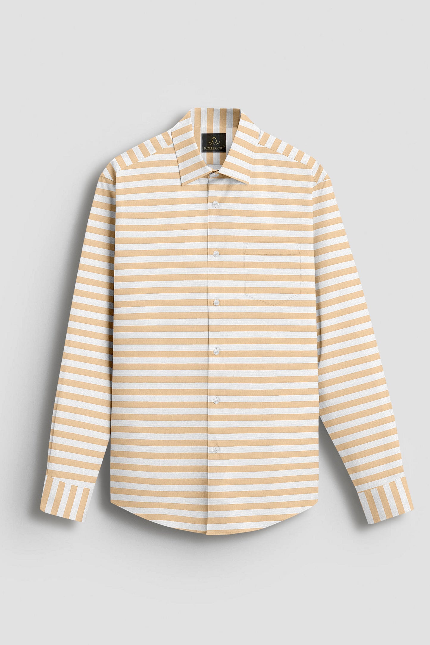 White and Quartz Peach Stripes Egyptian Giza Cotton Shirt - Custom Shirts in Delhi