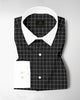Raven Black and Salt White Graph Checks Designer Cotton Shirt