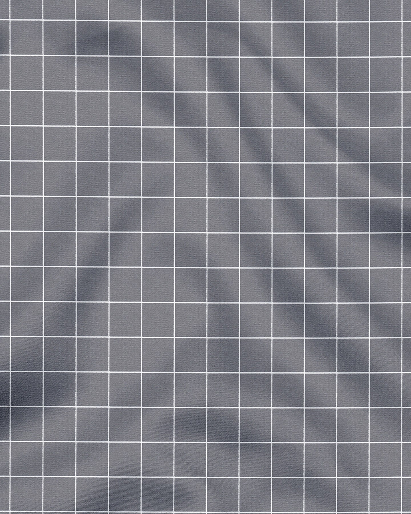 Titanium Gray and Salt White Graph Checks Designer Cotton Shirt