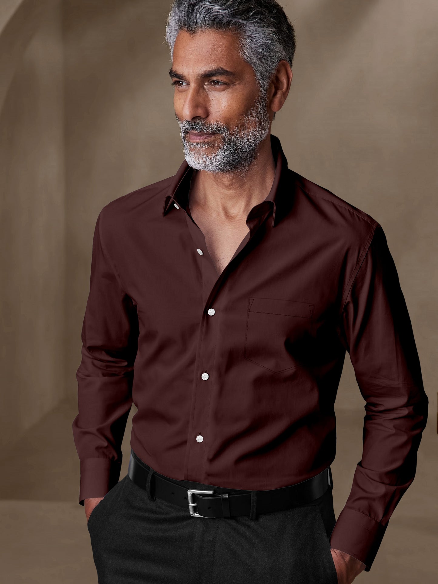 Merlot Red Giza Cotton Shirt - Cotton Plus Size Shirts for Men in Delhi