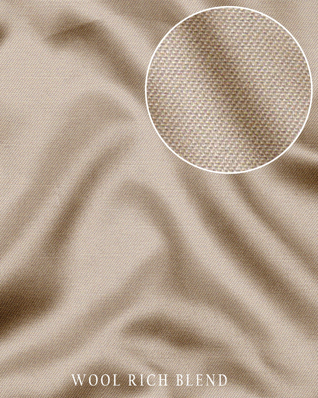 Beige Wool Rich Slight Stretch Pant