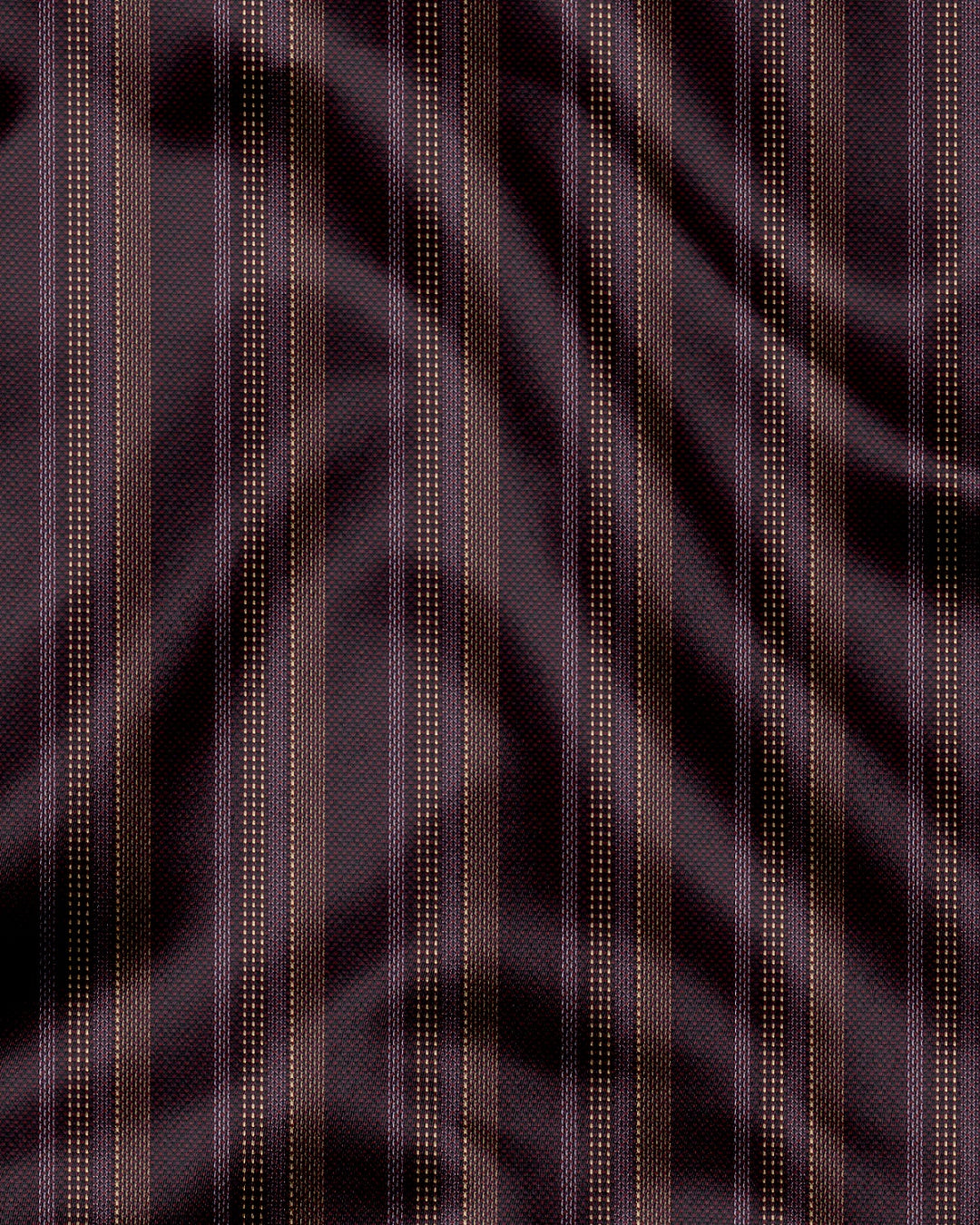 Black With Garnet Red and Beige with Moon White Dash Stripes 2 Ply Giza Cotton Shirt