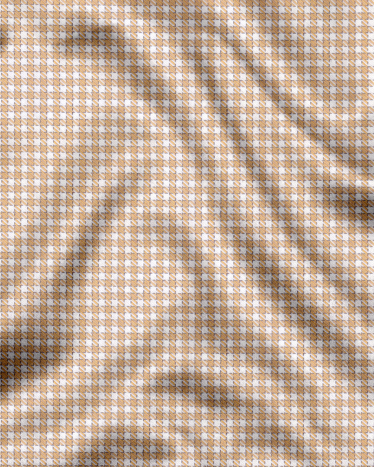 Buckskin Cream and Milk White Gingham Shepherd Checks 2 Ply Giza Cotton Shirt