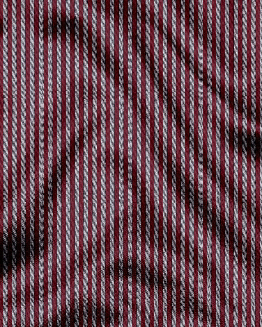 Cabernet Red and Portabella Grey Stripes Cotton Shirt