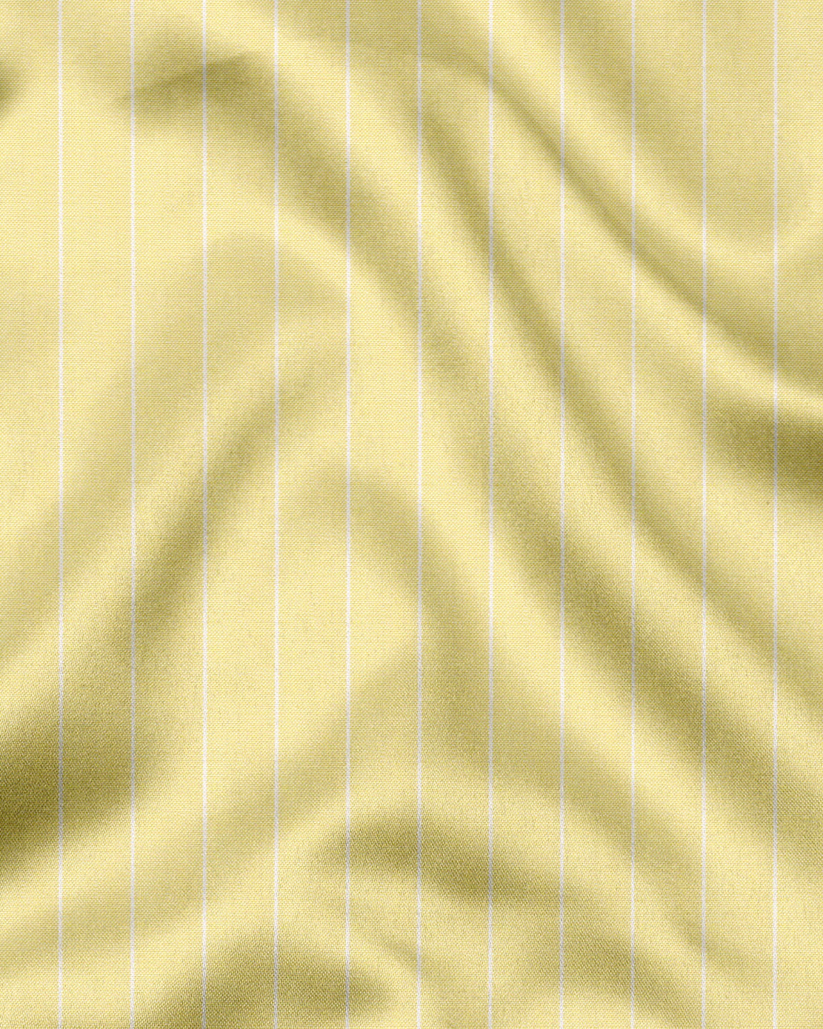 Charlock Yellow and Paper White Pinstripes Oxford Cotton Shirt
