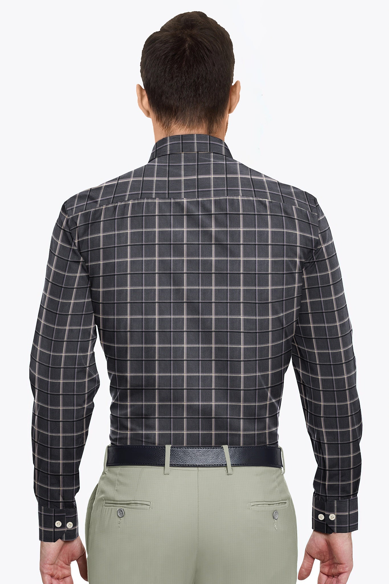 Thistle Purple and Black Twill Checks Cotton Shirt