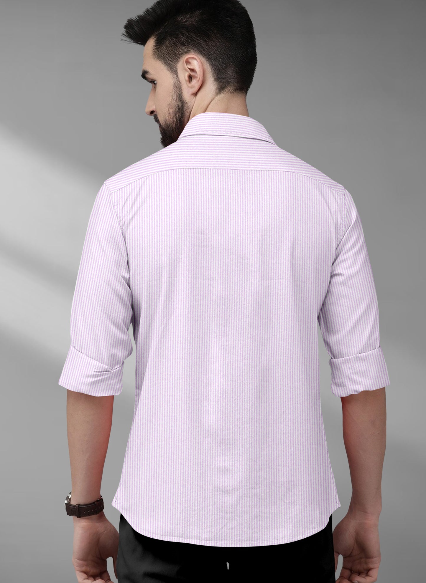 Grape Taffy Pink with White Pin Stripe Men's Cotton Shirt