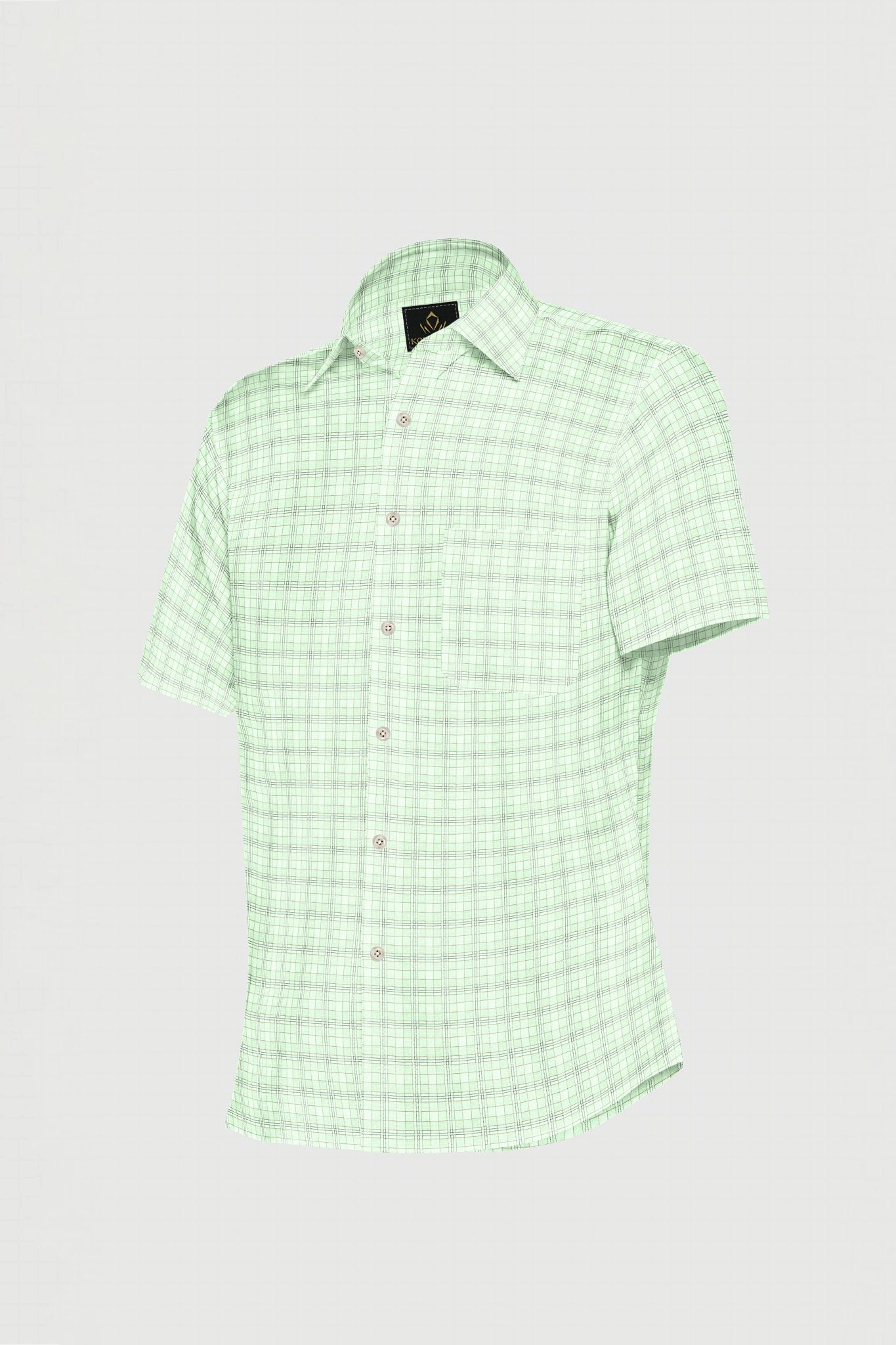 Pistachio Green with Midnight Blue and Umber Brown Checks Premium Egyptian Giza Cotton Shirt