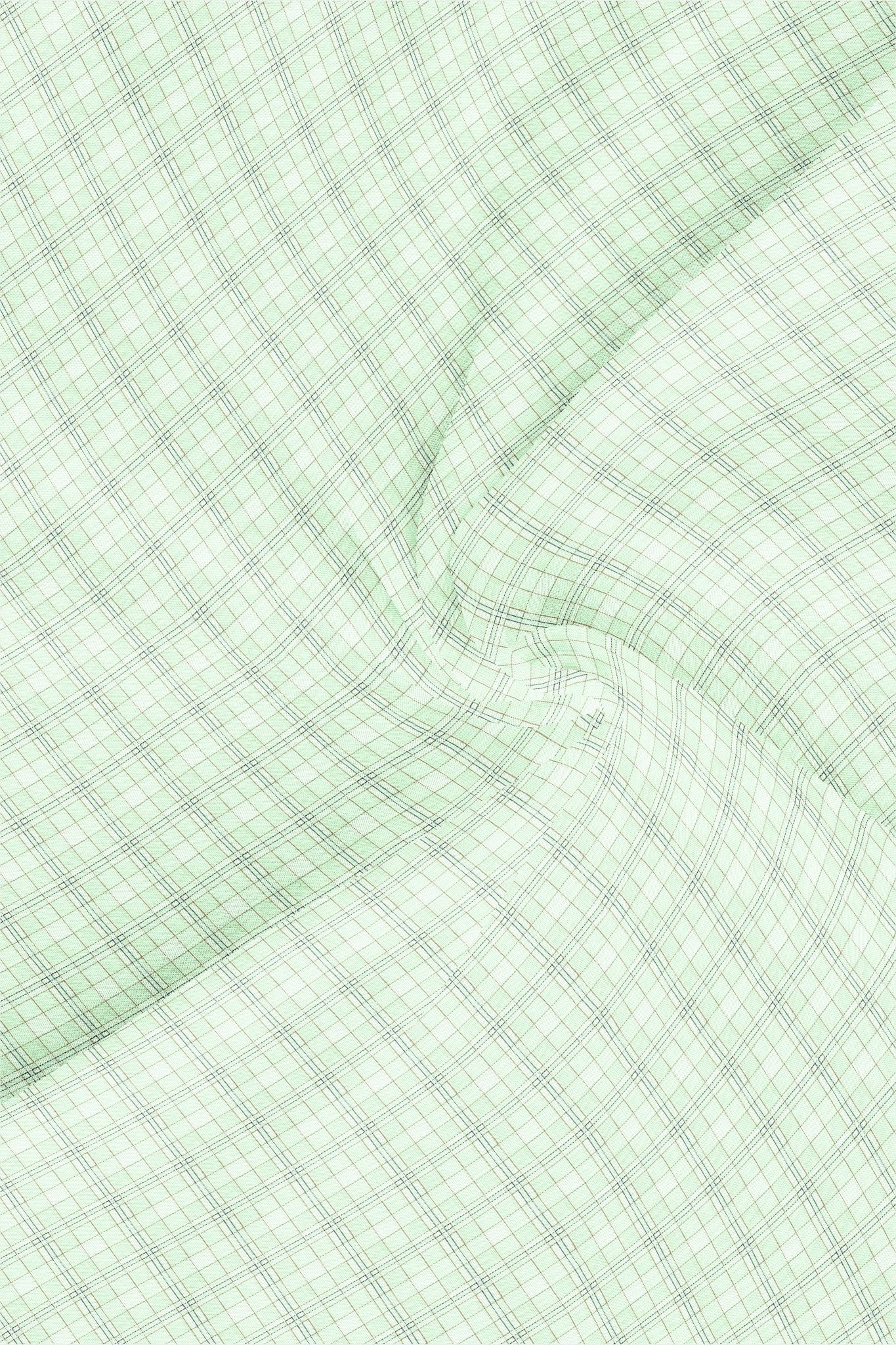 Pistachio Green with Midnight Blue and Umber Brown Checks Premium Egyptian Giza Cotton Shirt