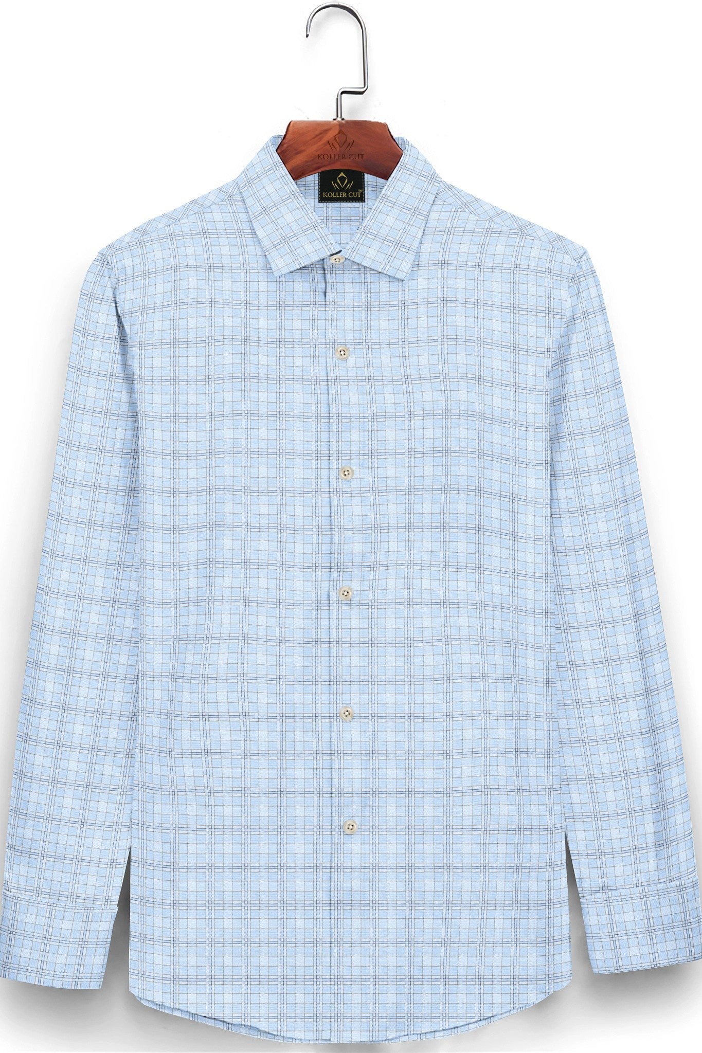 Omphalodes Blue and Monaco Blue Checks Egyptian Giza Cotton Shirt