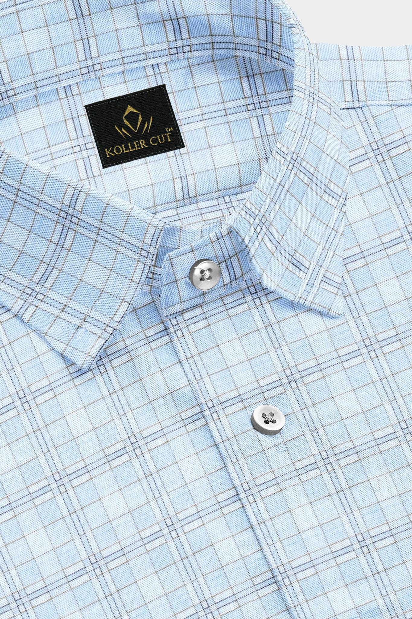 Omphalodes Blue and Monaco Blue Checks Egyptian Giza Cotton Shirt
