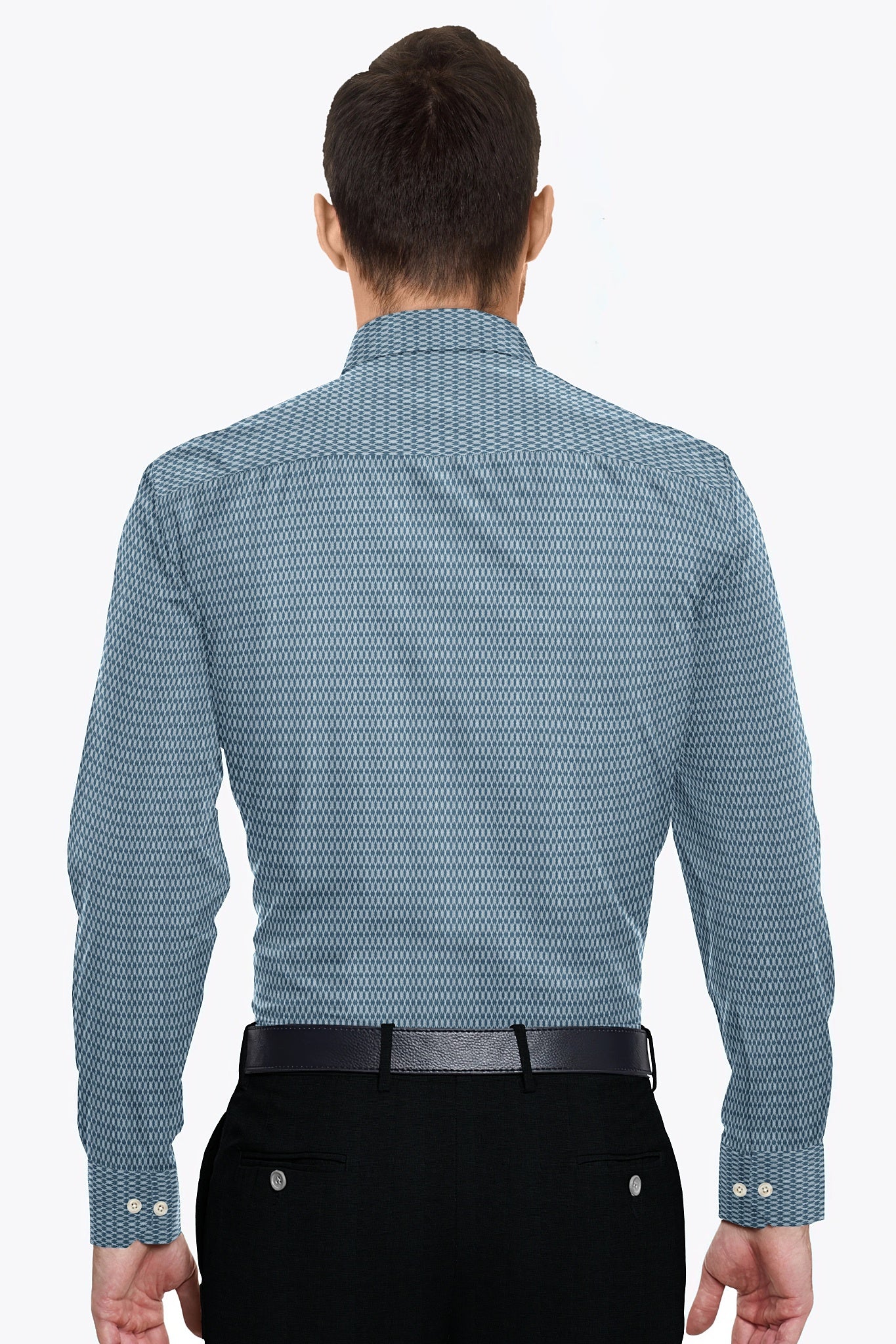 Celestial Blue and White Diamond Dobby Checks Cotton Shirt
