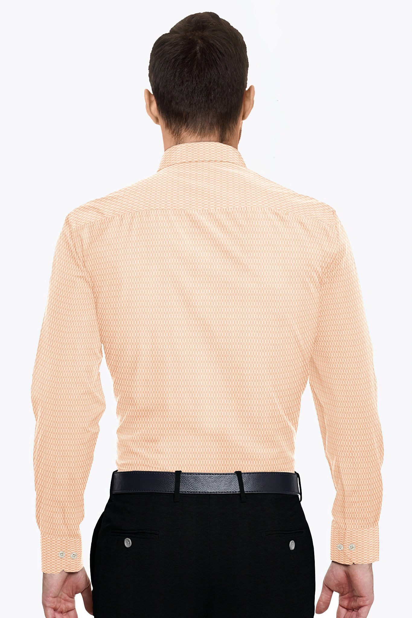 Tender Peach and White Diamond Dobby Checks Cotton Shirt