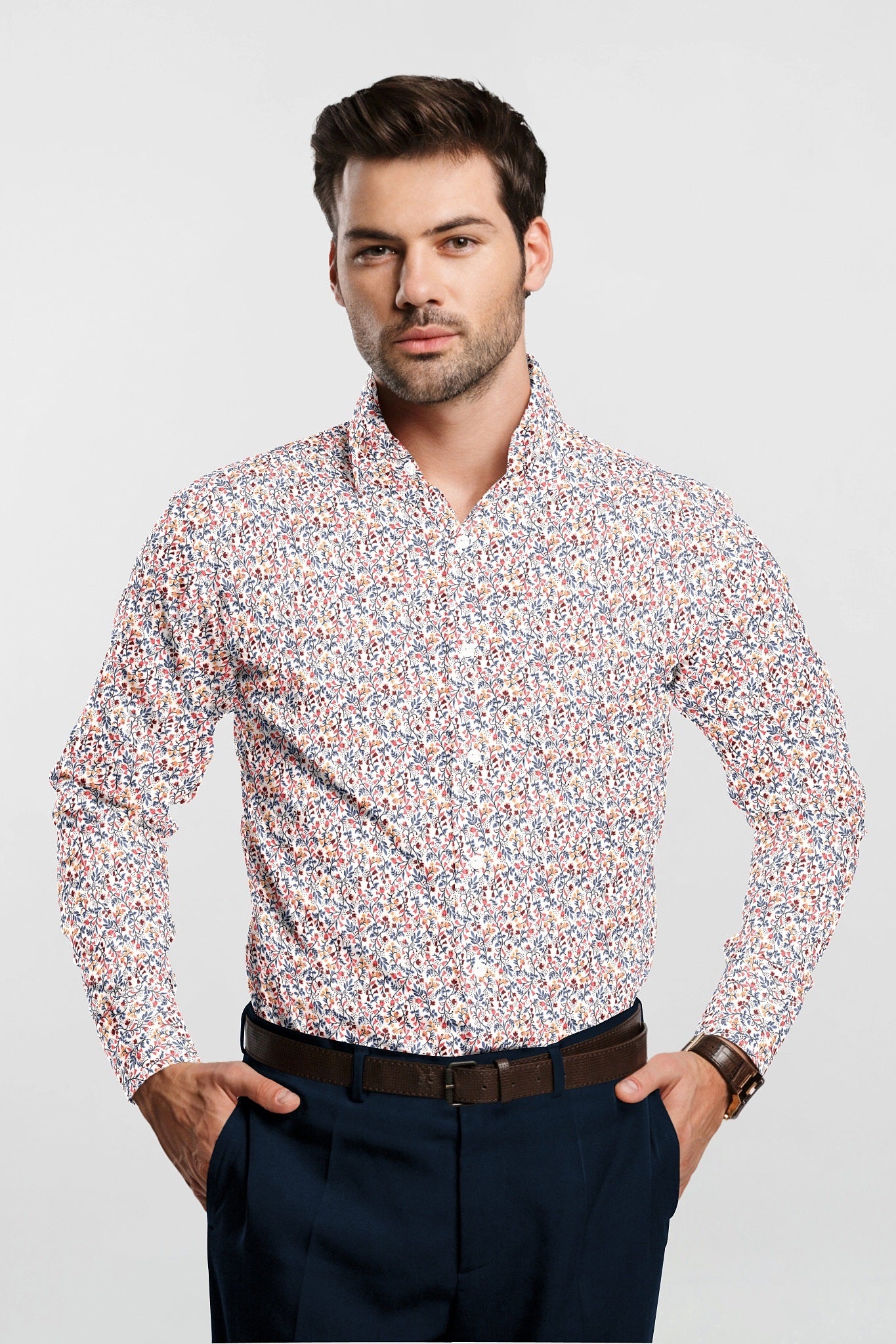 Snow White Multicolored Floral Printed Cotton Shirt