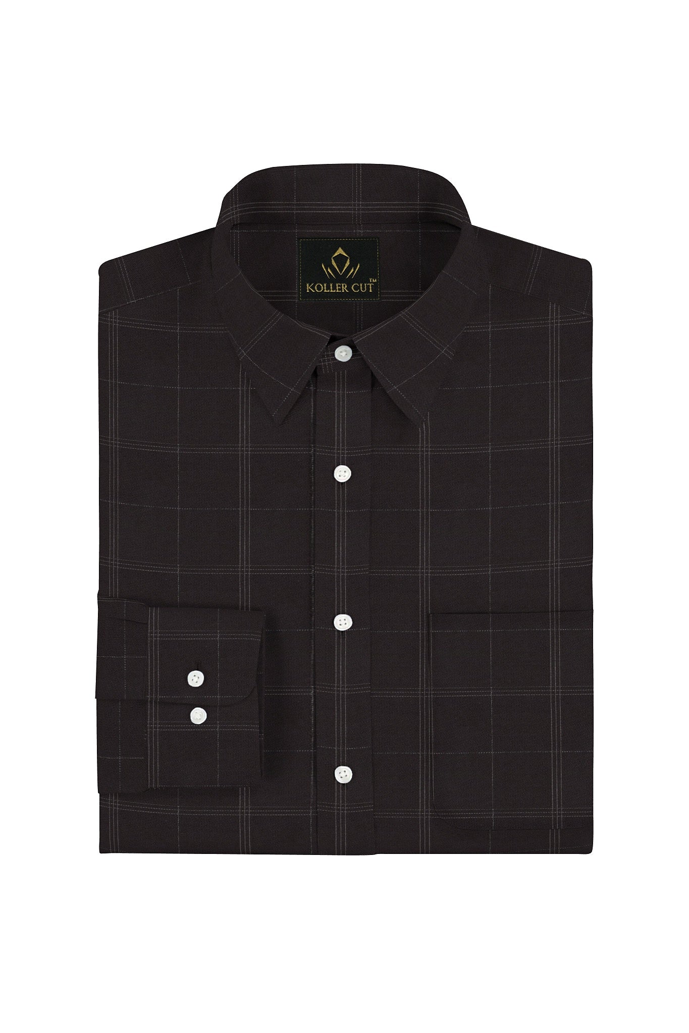Demitasse Brown and White Checks Premium Giza Cotton Shirt