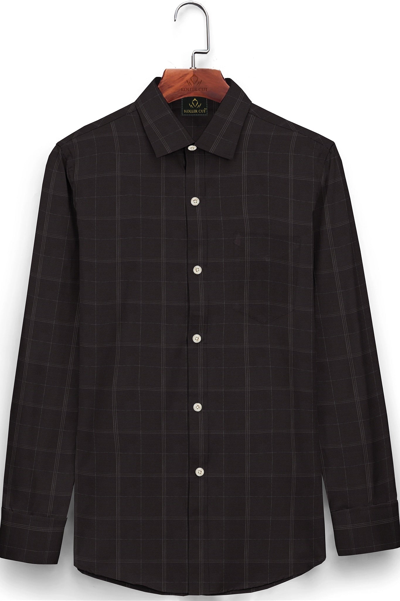 Demitasse Brown and White Checks Premium Giza Cotton Shirt
