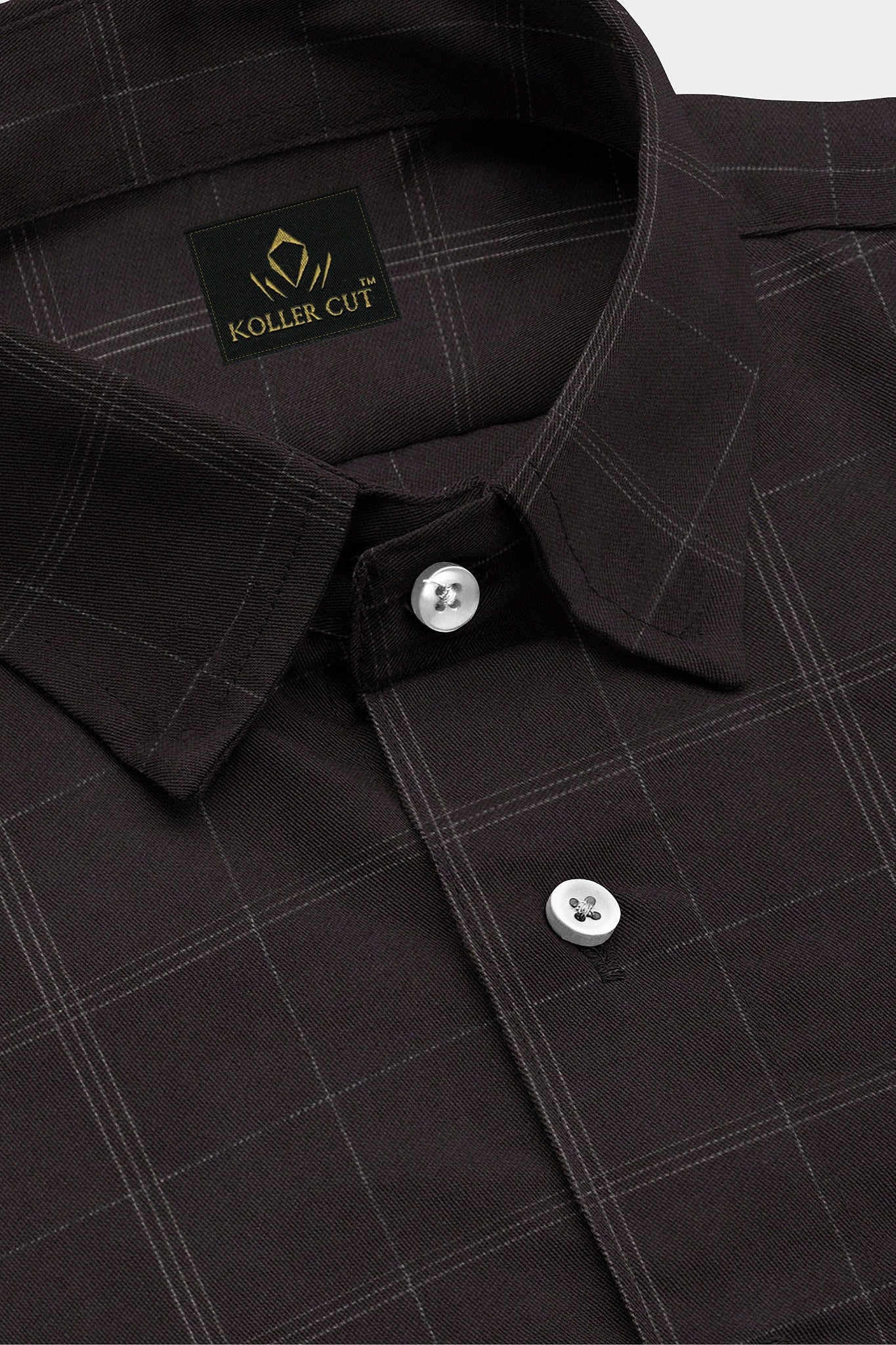 Demitasse Brown and White Checks Premium Giza Cotton Shirt