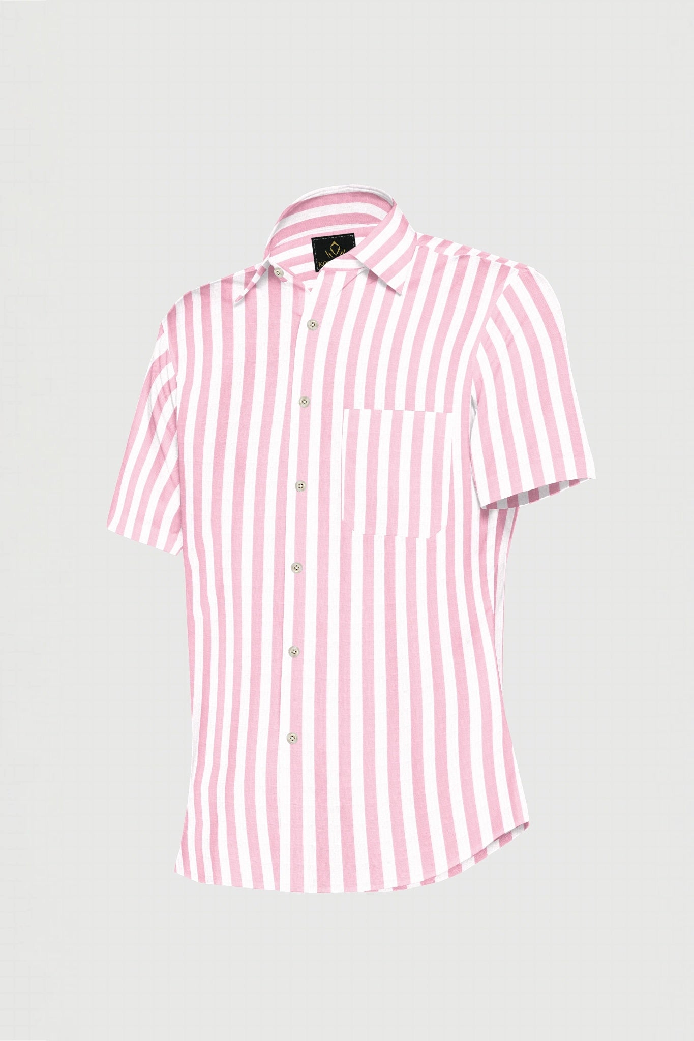White with Orchid Pink Oxford Stripes Cotton Shirt