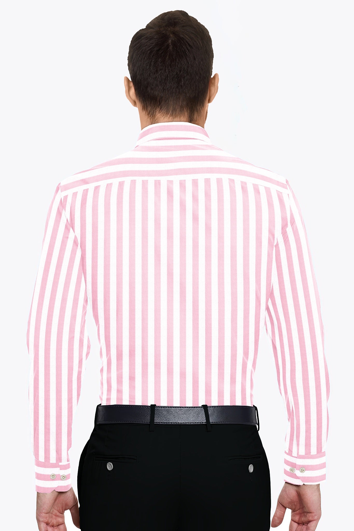 White with Orchid Pink Oxford Stripes Cotton Shirt