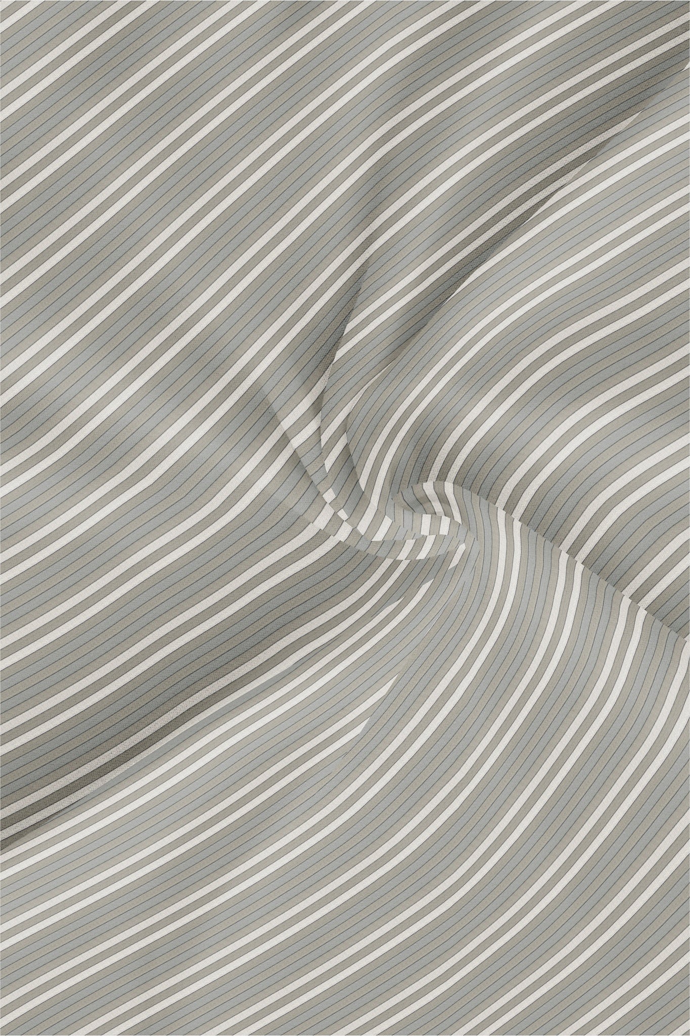 Elm Green with Dolphin Gray and Pristine Cream Stripes Premium Cotton Shirt