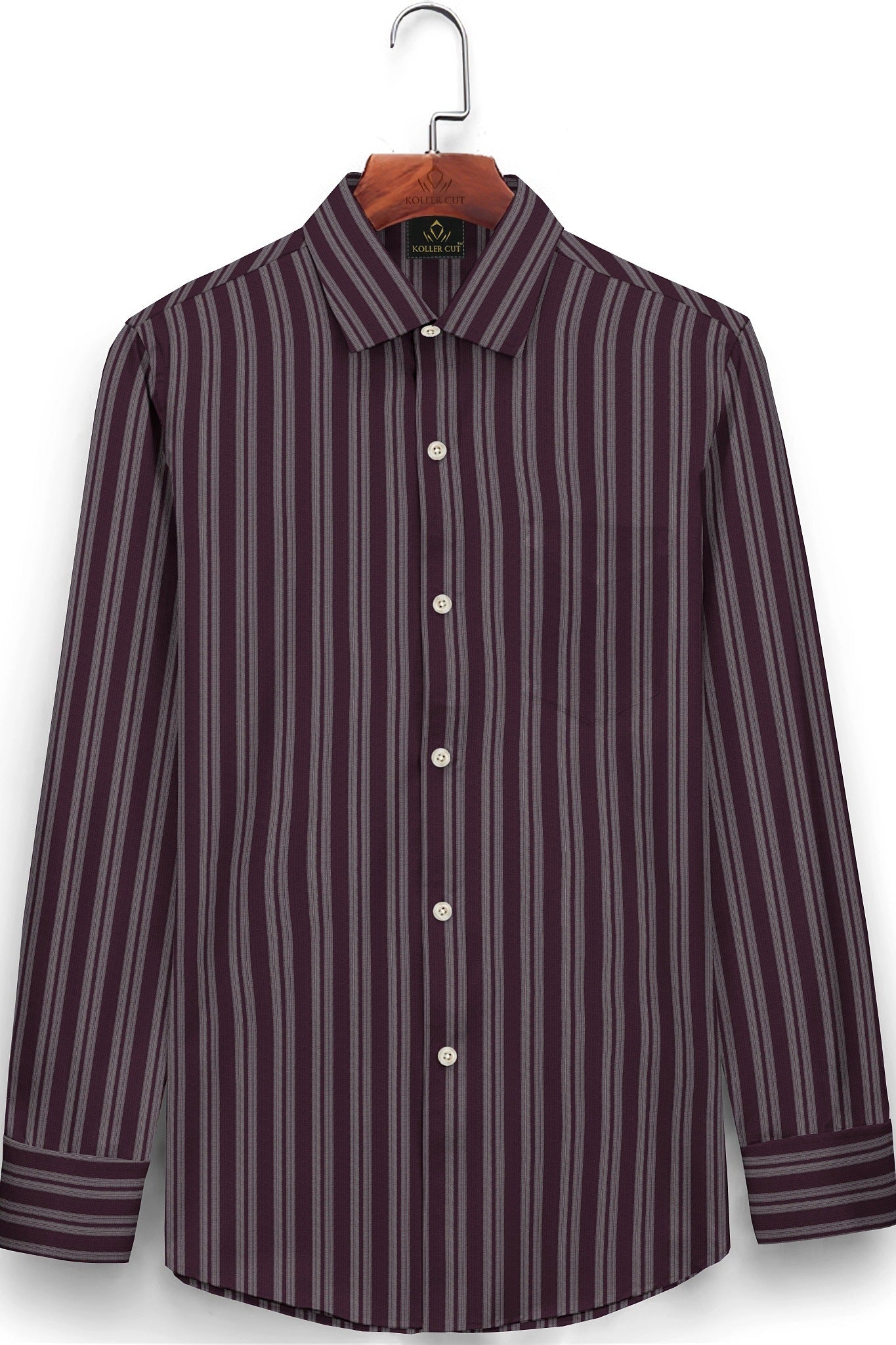 Potent Purple and White Double Stripes Cotton Shirt