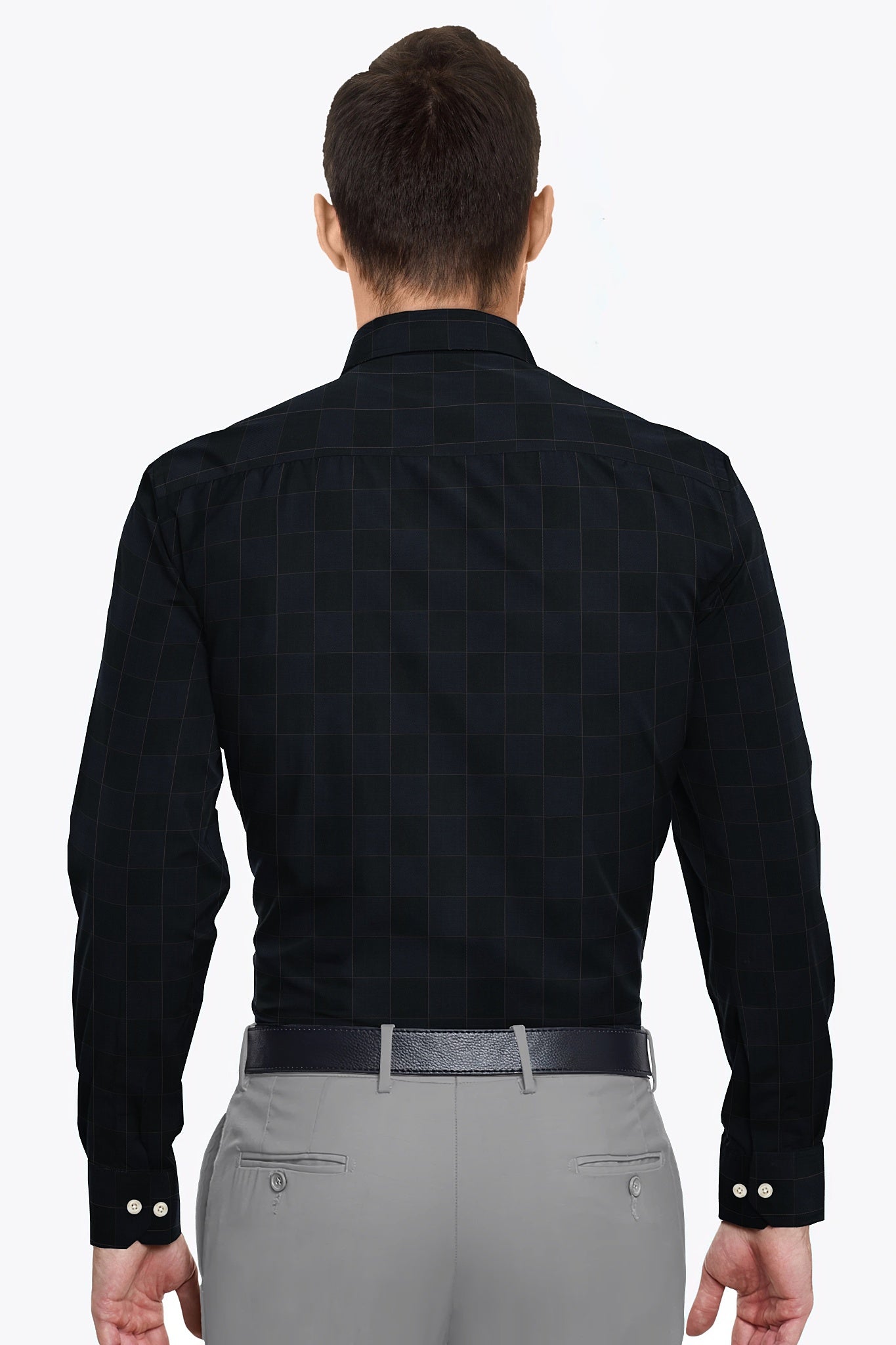Jade Black and Opal Blue Checks Egyptian Giza Cotton Shirt