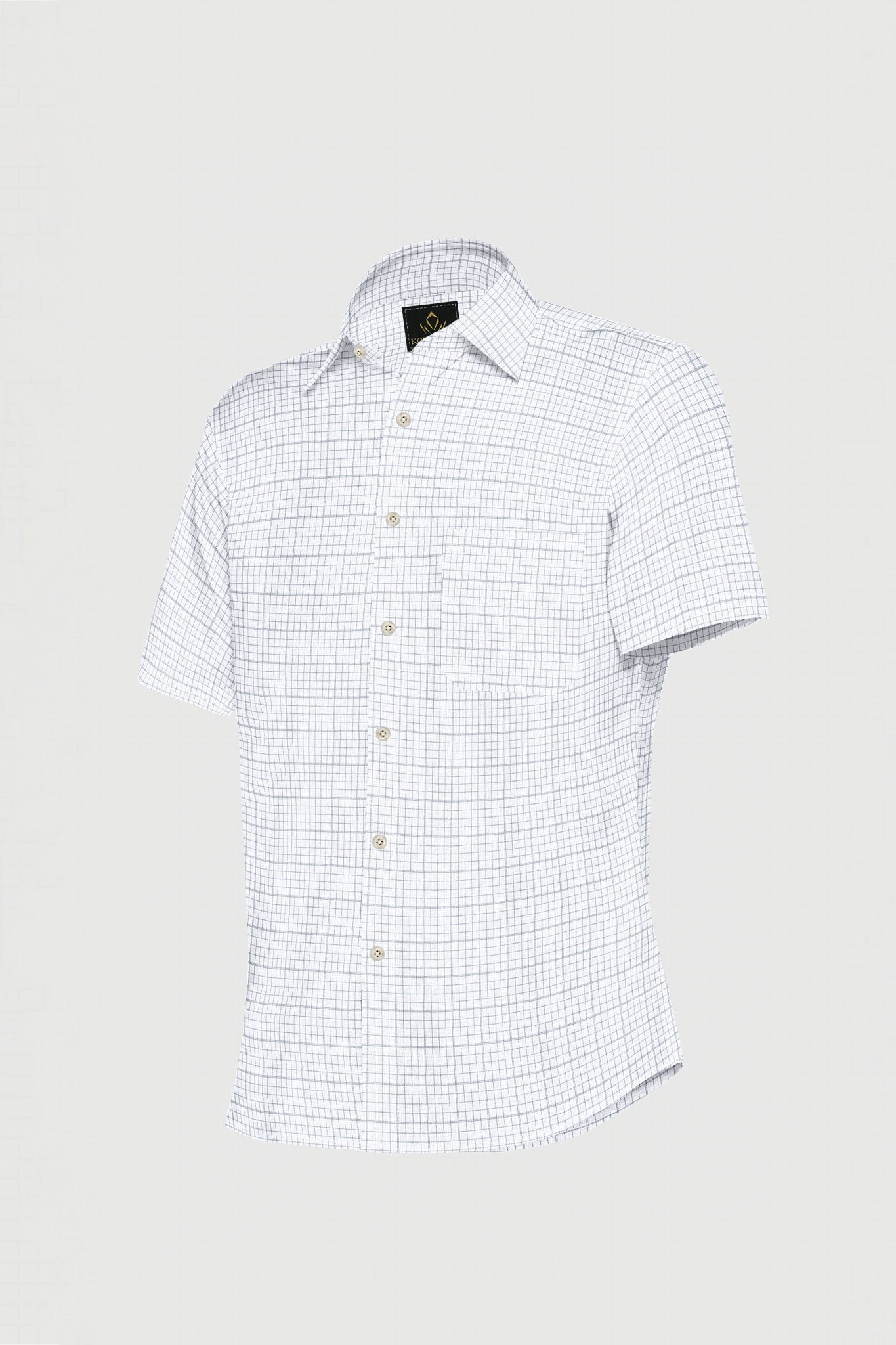 White and Graphite Gray Checks Cotton Linen Shirt