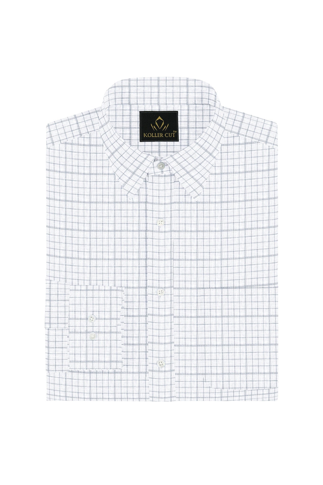 White and Graphite Gray Checks Cotton Linen Shirt