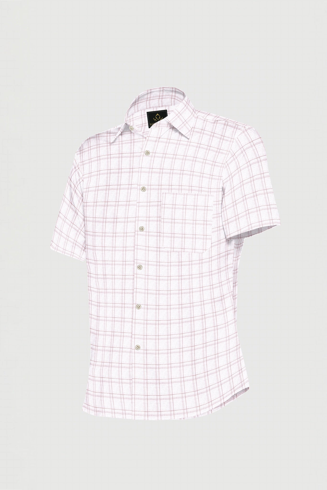 White and Nectar Peach Check Cotton Linen Shirt