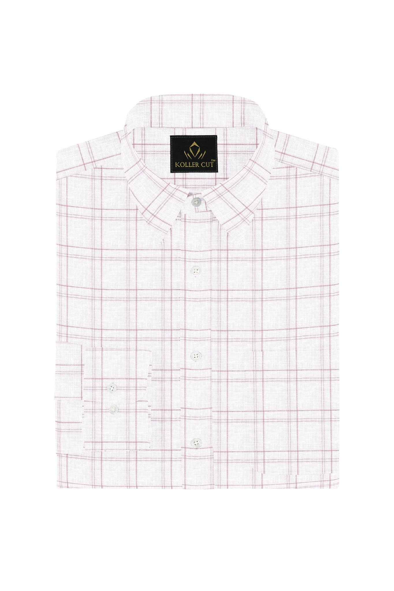 White and Nectar Peach Check Cotton Linen Shirt