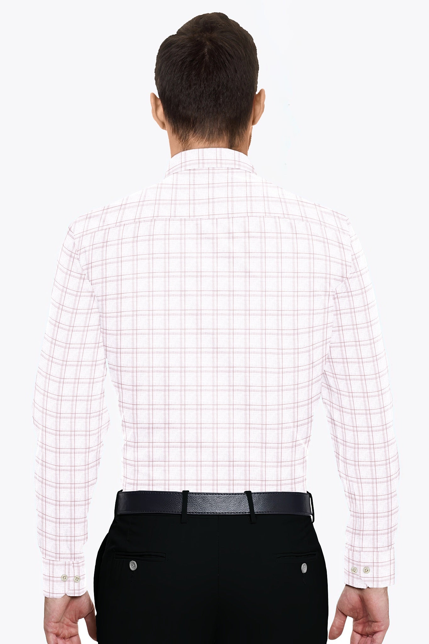 White and Nectar Peach Check Cotton Linen Shirt