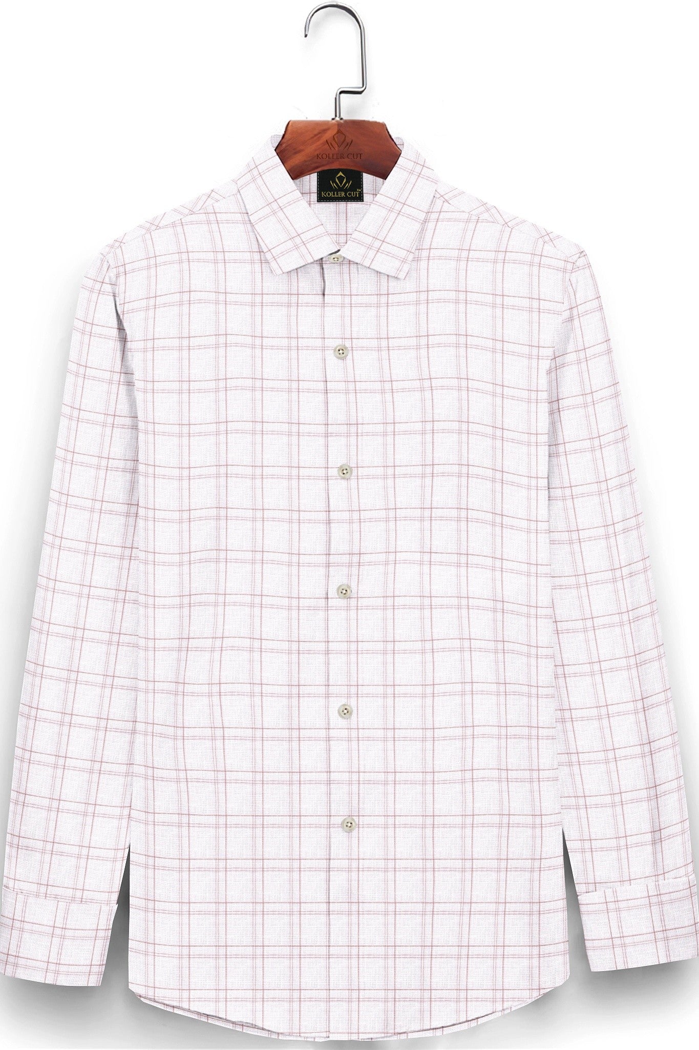 White and Nectar Peach Check Cotton Linen Shirt