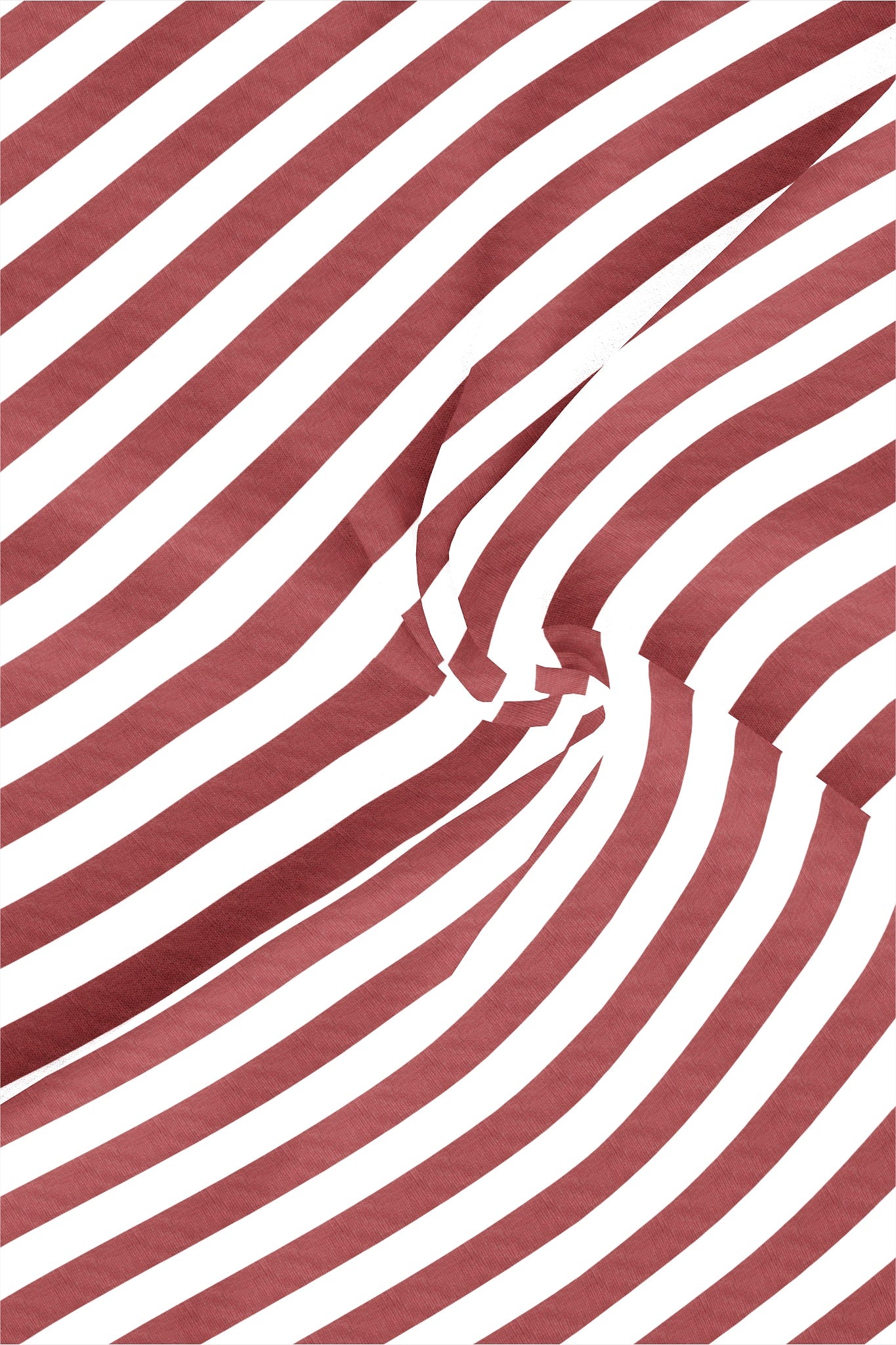 White and Brick Red Awning Stripes Cotton Shirt