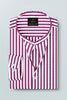 White and Grape Purple Chalk Stripes Mandarin Collar Cotton Shirt