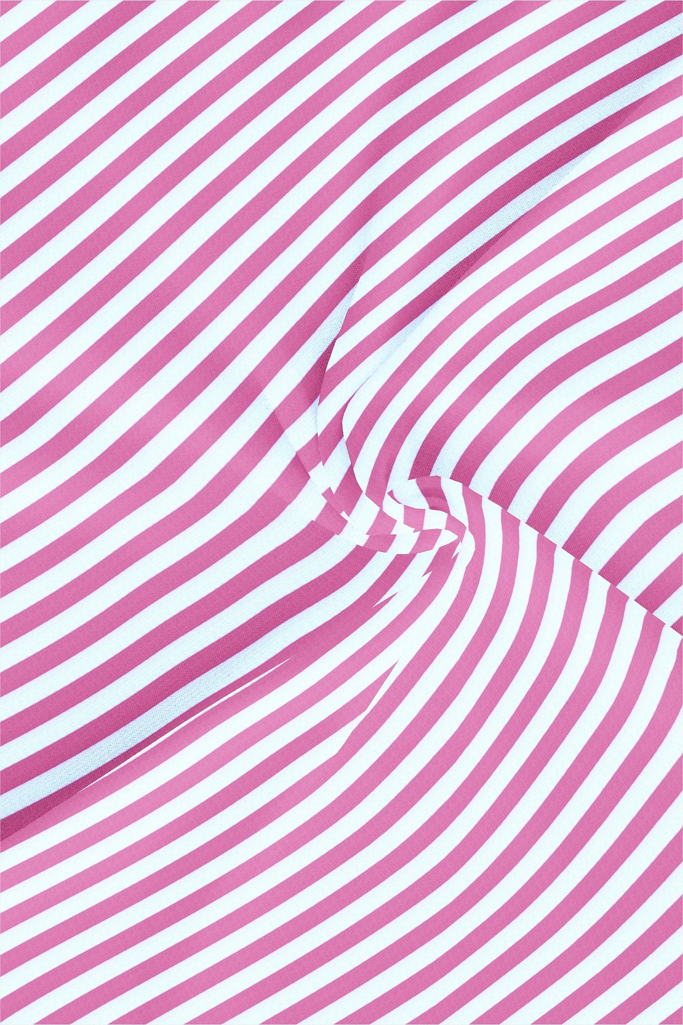 Phlox Pink and White Awning Stripes Mandarin Collar Cotton Shirt