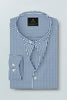 White and Baleine Blue Hounds Tooth Checks Mandarin Collar Cotton Shirt