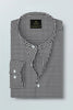 White and Jet Black Hounds Tooth Checks Mandarin Collar Cotton Shirt