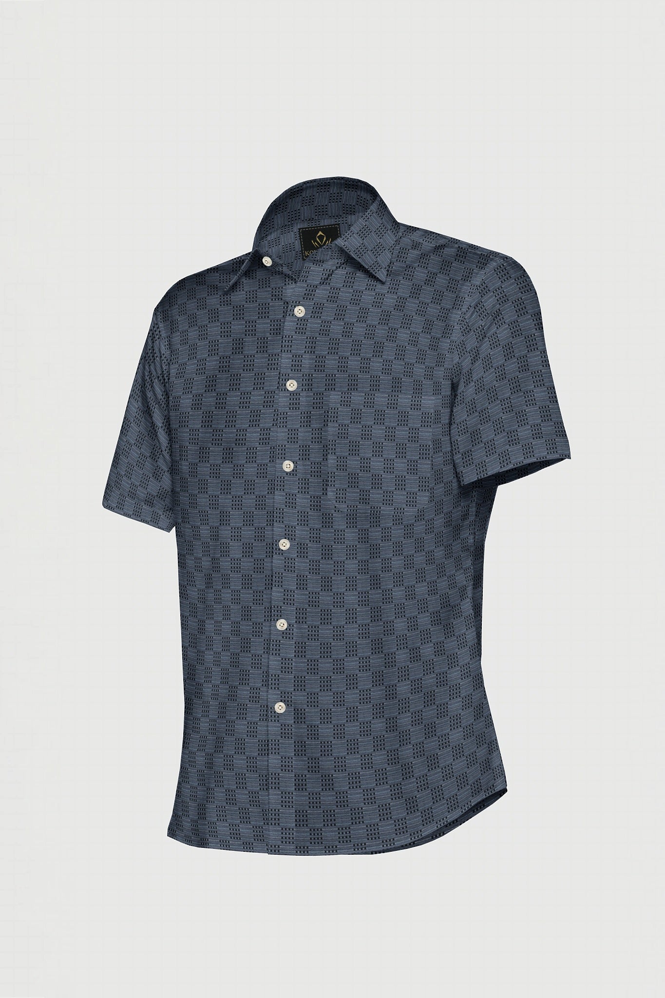 Charcoal Gray and Jade Black Jacquard Checks Premium Cotton Shirt