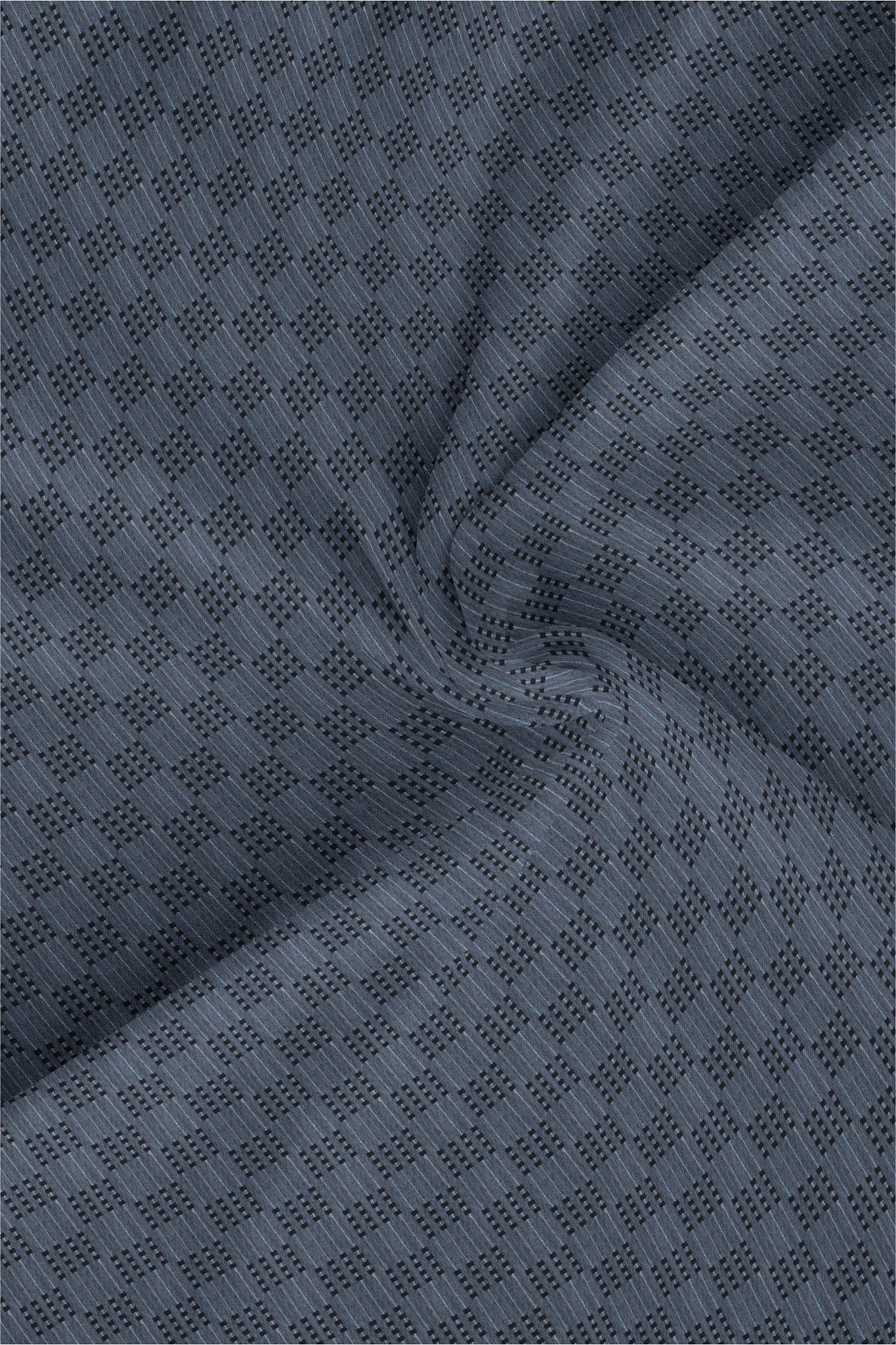 Charcoal Gray and Jade Black Jacquard Checks Premium Cotton Shirt