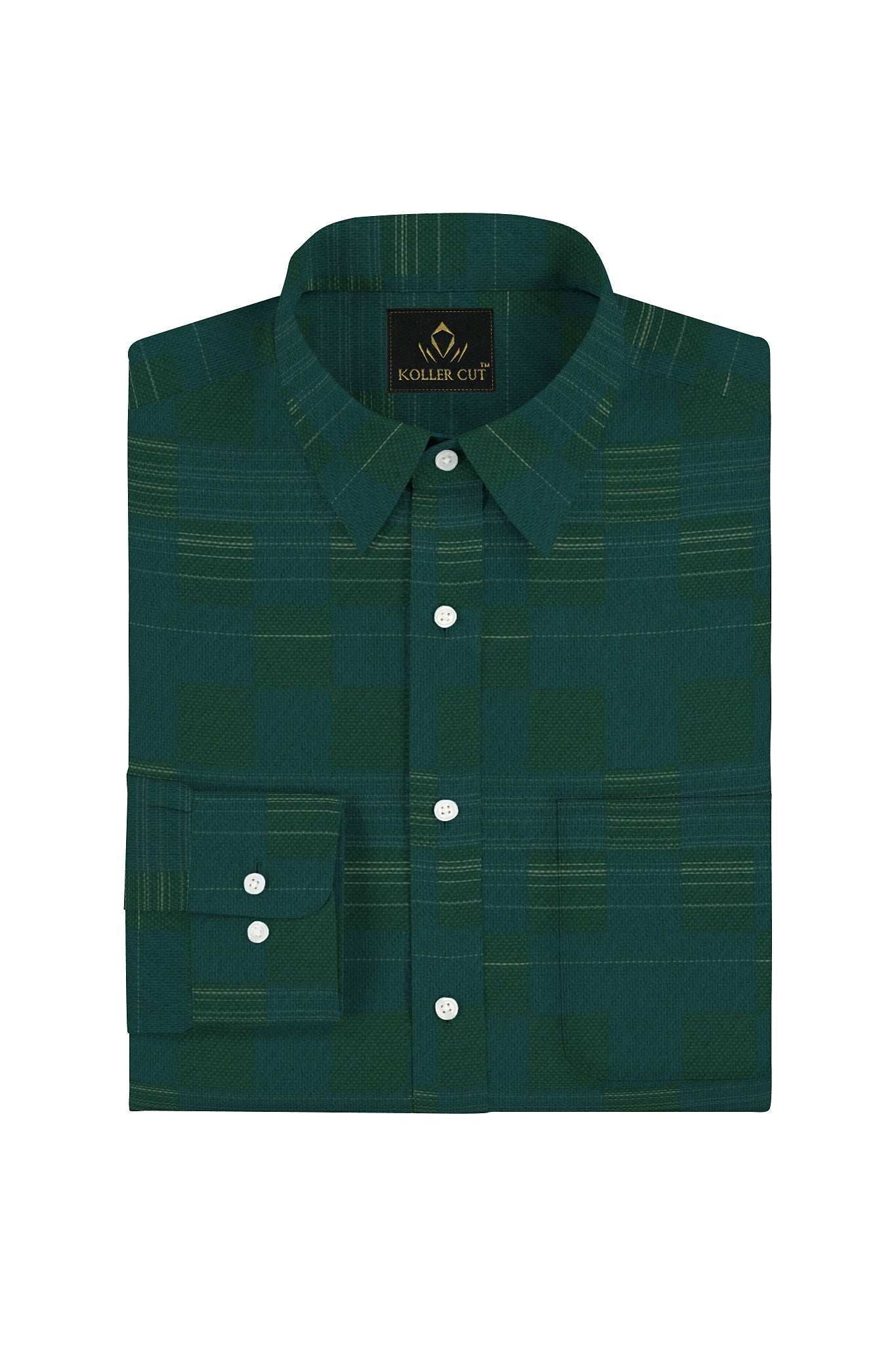 Alpine Green and Myrtle Green Box Checks Premium Egypitan Giza Cottton Shirt