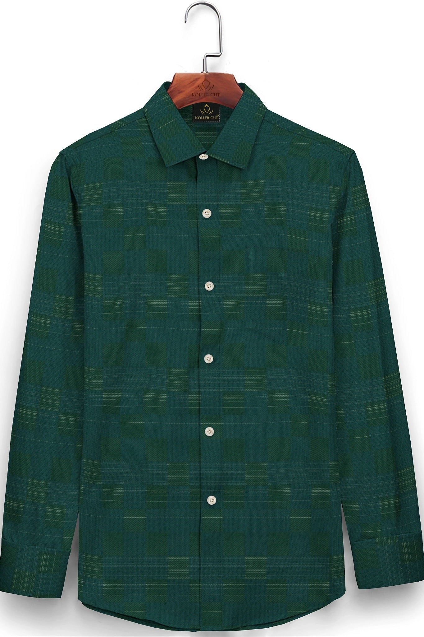 Alpine Green and Myrtle Green Box Checks Premium Egypitan Giza Cottton Shirt