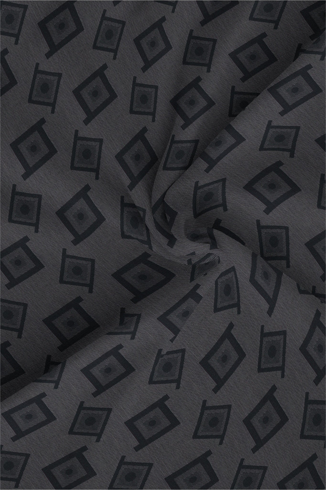 Ebony black with Lunar Gray and Jet Black Square Jacquard Print Egyptian Giza Cotton Shirt