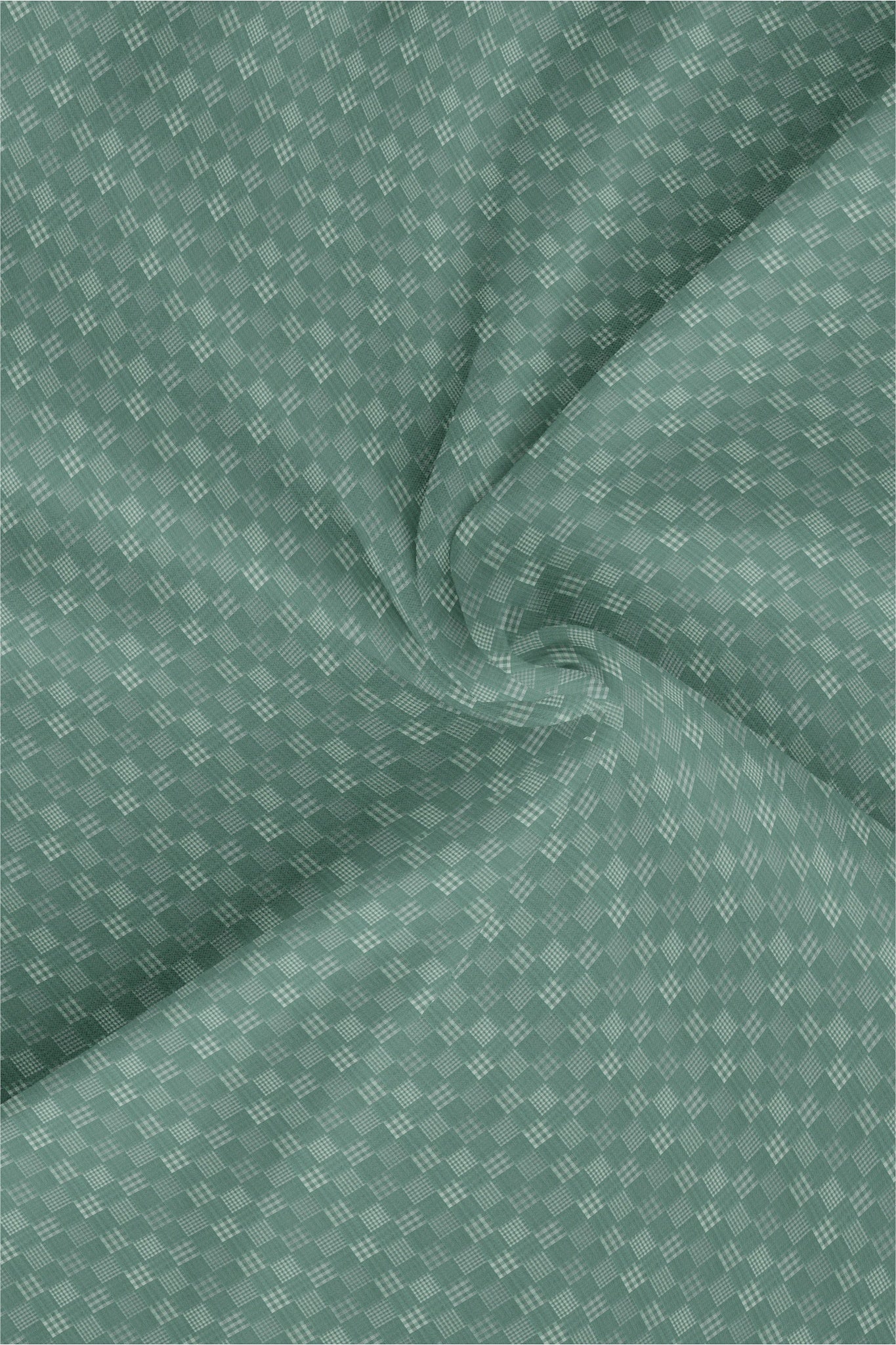 Jadesheen Green and White Jacquard Checks Egyptian Giza Cotton Shirt
