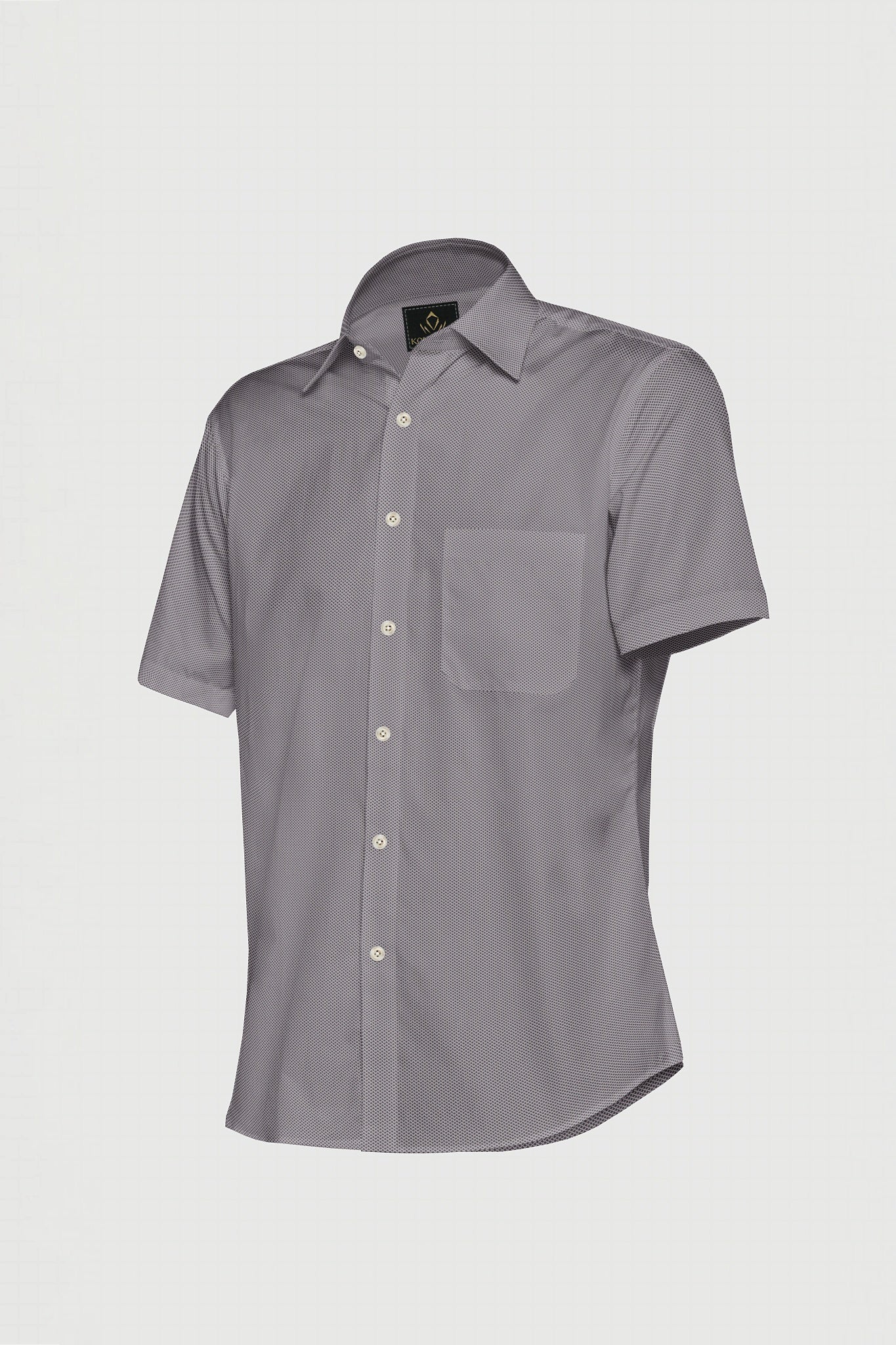 Titanium Gray and Orchid Pink Lock Crimp Mesh Jacquard Print Egyptian Giza Cotton Shirt