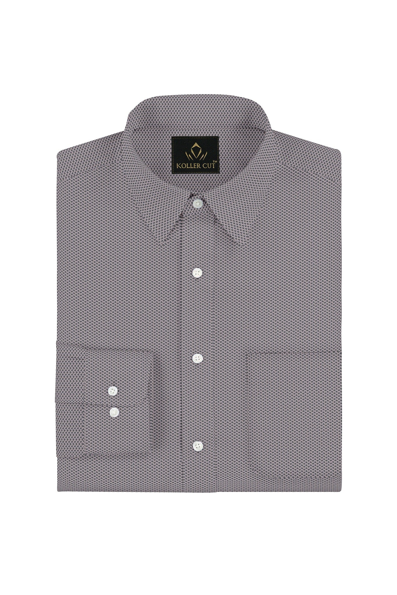 Titanium Gray and Orchid Pink Lock Crimp Mesh Jacquard Print Egyptian Giza Cotton Shirt