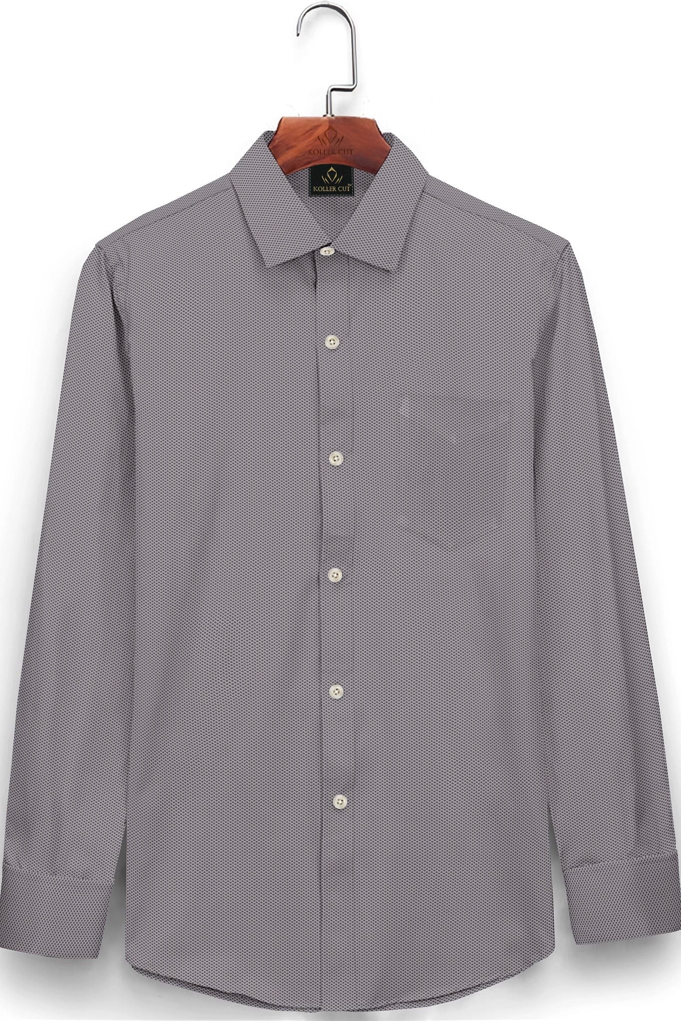 Titanium Gray and Orchid Pink Lock Crimp Mesh Jacquard Print Egyptian Giza Cotton Shirt